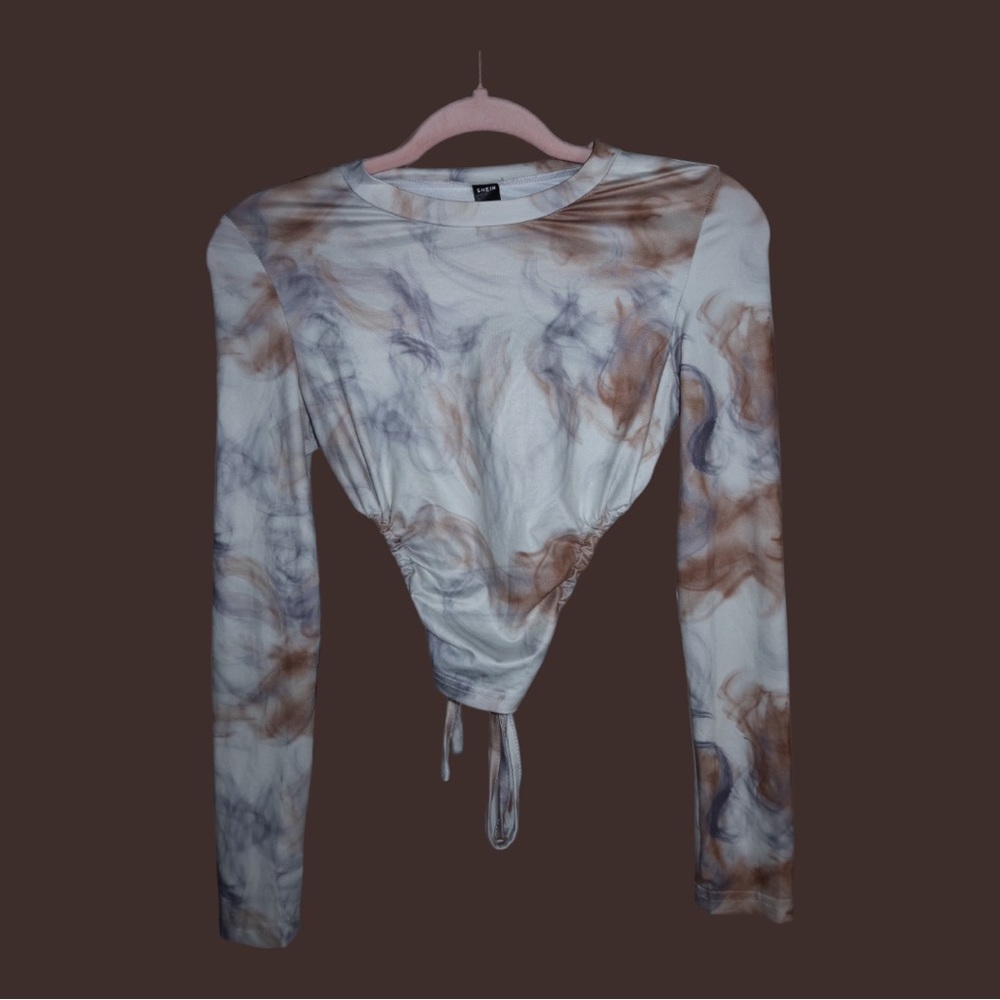 SHEIN Tie Dye Print Cut Out Side
Crop Tee